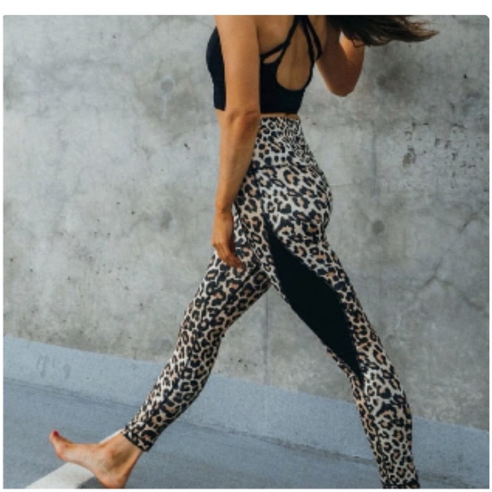 Leopard Print High-Waisted Jo+Jax side mesh Leggings